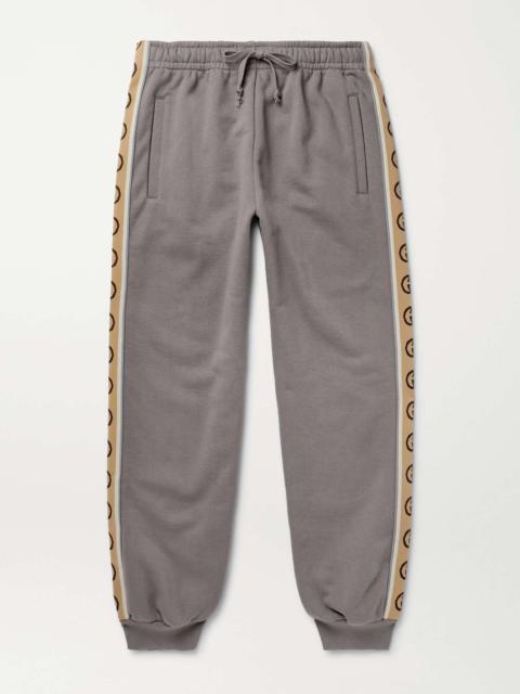 GUCCI Tapered Logo-Jacquard Webbing-Trimmed Loopback Cotton-Jersey Sweatpants