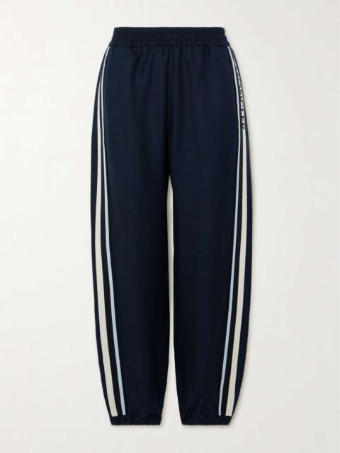 Moncler Embroidered grosgrain-trimmed jersey tapered track pants