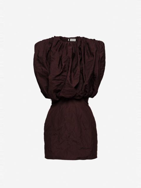 MAGDA BUTRYM Mini dress with gathered top in brown
