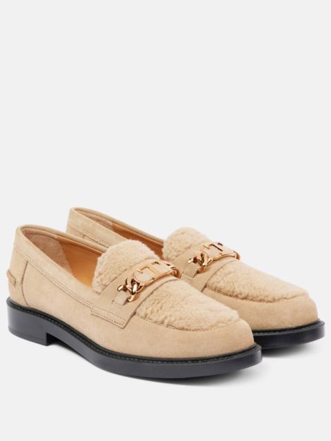 Tod's Shearling-trimmed suede loafers