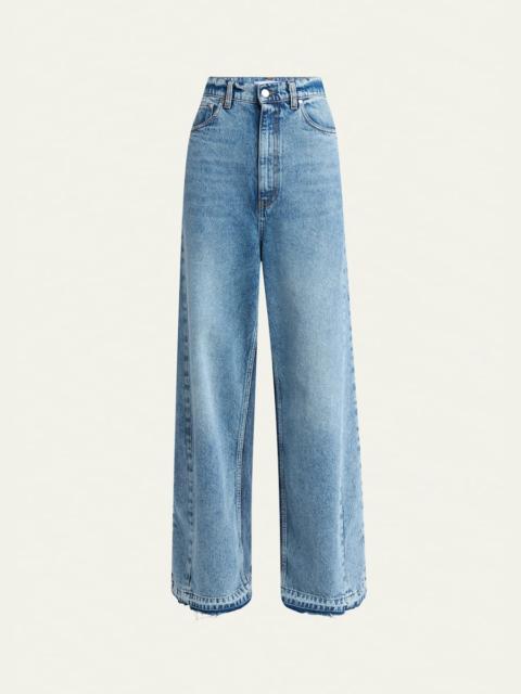 Stella McCartney Two Tonal Paneled Wide Leg Jeans