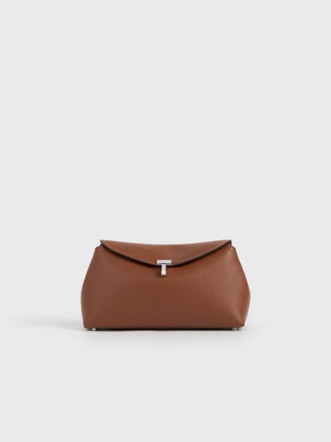 TOTEME T-lock grained-leather clutch sienna