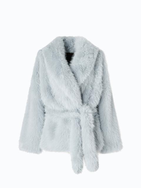 PINKO FAUX FUR BLOUSON JACKET WITH BELT