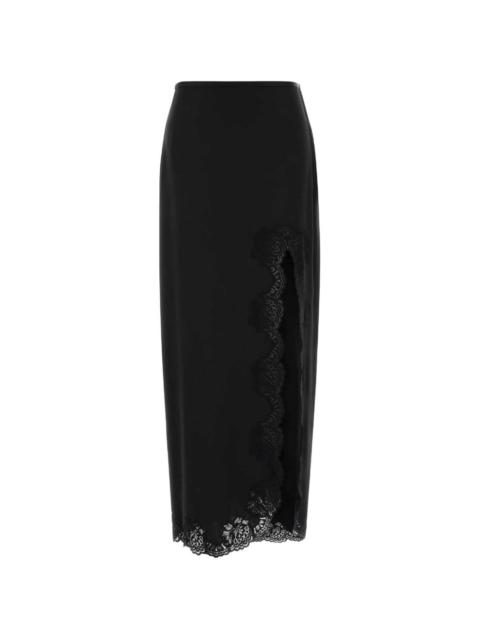 Valentino lace-trim crepe satin skirt