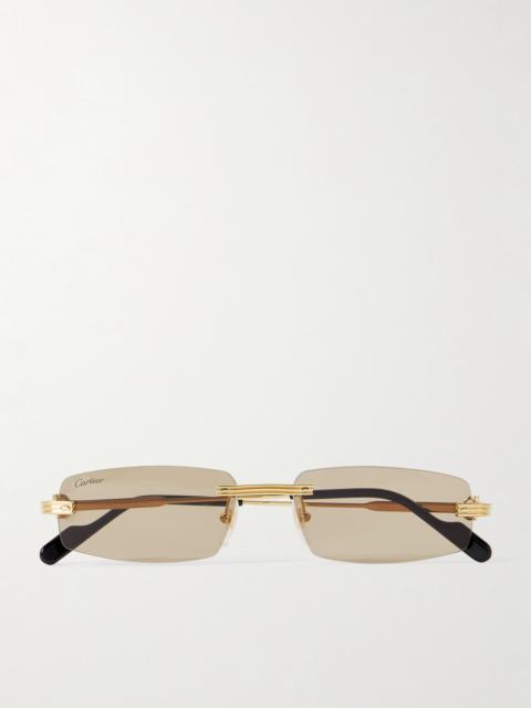 Cartier Première De Cartier Rimless Rectangular-frame Gold-tone Sunglasses