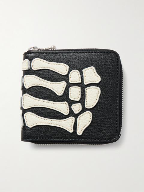 Kapital Thumbs-Up Mini Appliquéd Leather Zip-Around Wallet