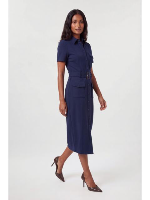 KAREN MILLEN Pocket Detail Ponte Jersey Short Sleeve Midi Dress