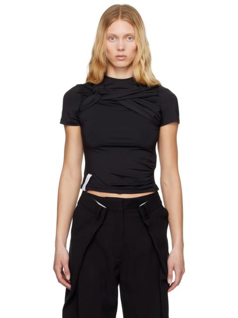 rokh Black Twisted Knot Half Sleeve T-shirt