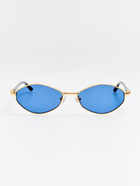 LINDA FARROW Sirocco Sunglasses in Light Gold and Navy