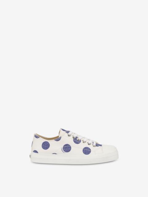 Moschino SNEAKERS IN BLUE POLKA DOTS CANVAS