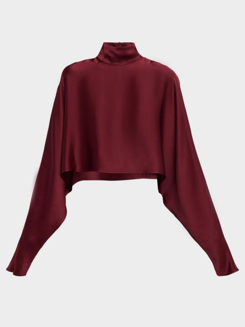 LAPOINTE Long-Sleeved Satin Caftan Top