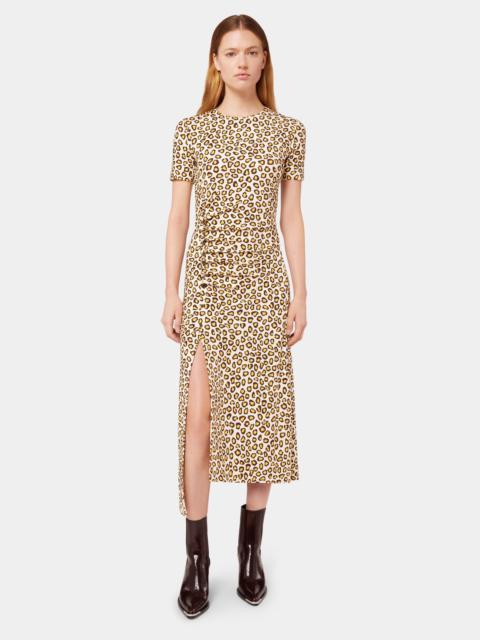 rabanne DRAPED DRESS WITH LEOPARD PRINT IN JERSEY