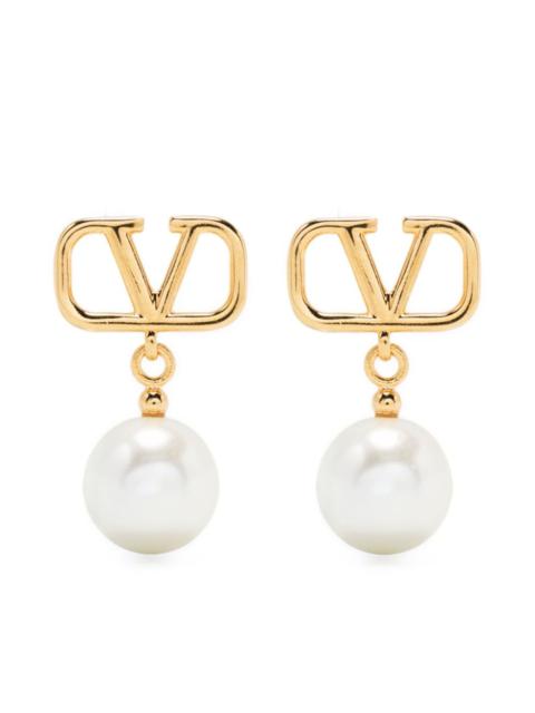 Gold-Tone VLogo Pearl Drop Earrings