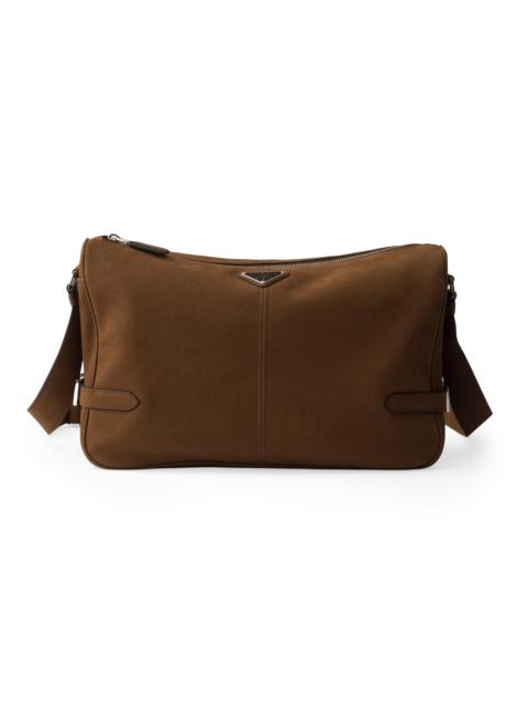 Prada Men's Nubuck Leather Shoulder Bag - Brown