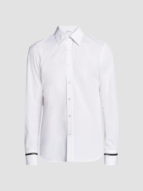 Alexander McQueen Men's Logo-Tape Contrast-Cuff Cotton Shirt - Optical White