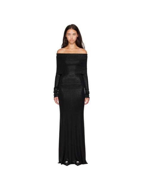 BALENCIAGA Black Off-Shoulder Maxi Dress