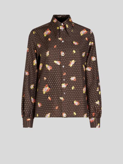 TWILL SHIRT WITH FLOWERS AND POLKA-DOTS