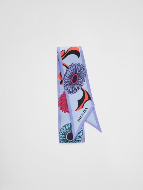 Printed silk twill scarf