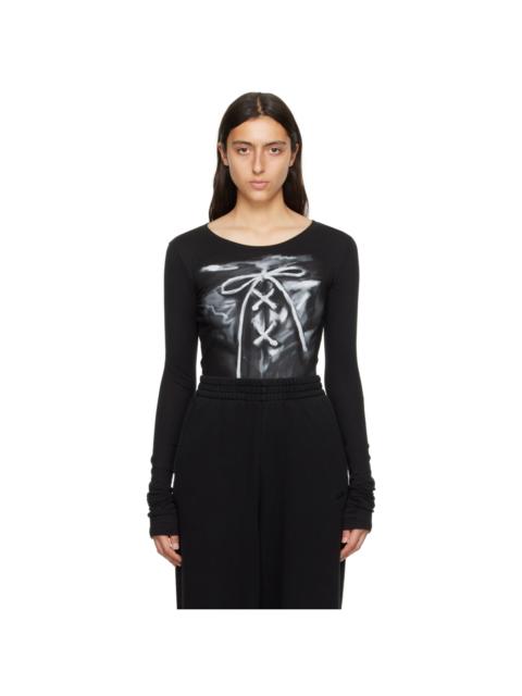 We11done Black Ribbon Long Sleeve T-Shirt