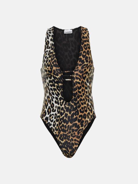 GANNI Leopard-print swimsuit