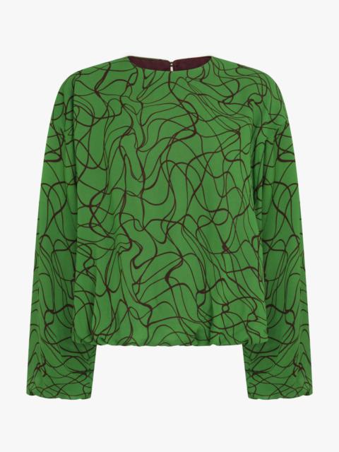 PATTERNED LONG SLEEVE TOP | DARK GREEN