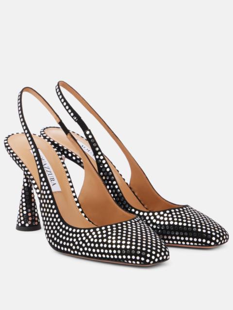 Amore embellished leather slingback pumps