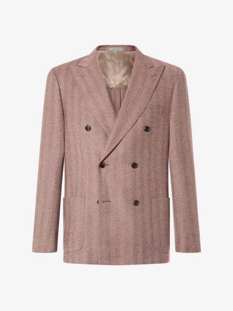 CORNELIANI Burgundy herringbone pure wool jacket