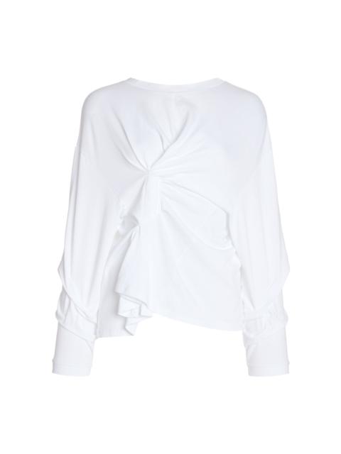 A.W.A.K.E. MODE Organic Cotton Open-Back Knotted Jersey Top white