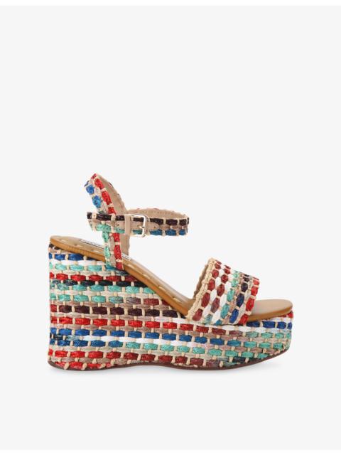 STEVE MADDEN Saucie Heeled Raffia Wedges