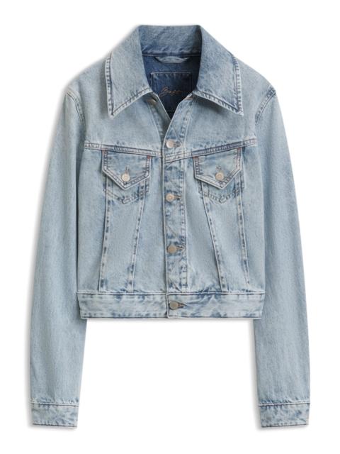 BOSS SLIM TRUCKER JACKET IN MARBLE-WASH DENIM
