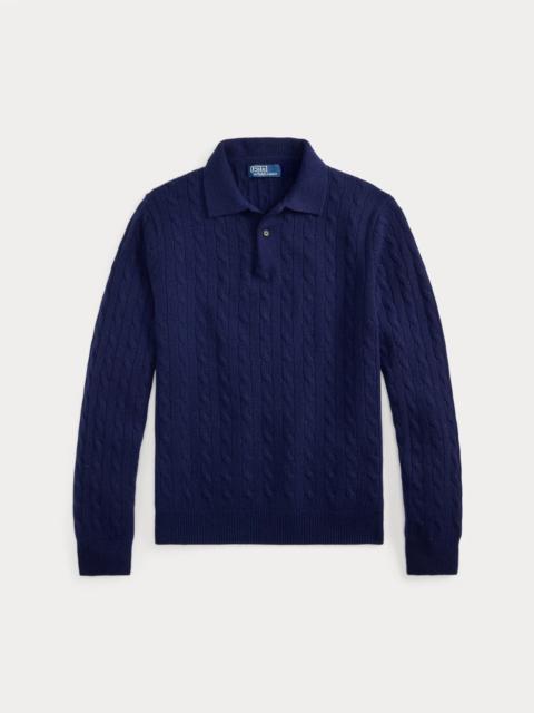 Polo Ralph Lauren Cable-Knit Cashmere Polo-Collar Sweater