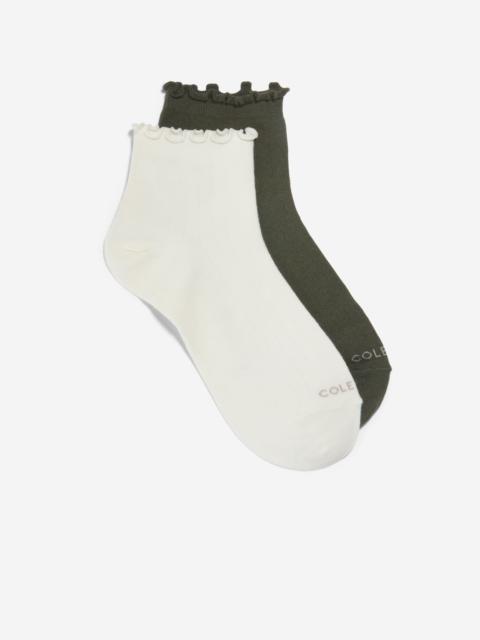 COLE HAAN Women's 2-Pair Ruffle Quarter Socks