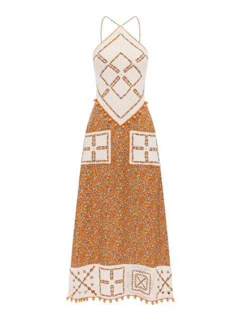 ALÉMAIS Marva Crochet Halter Midi Dress