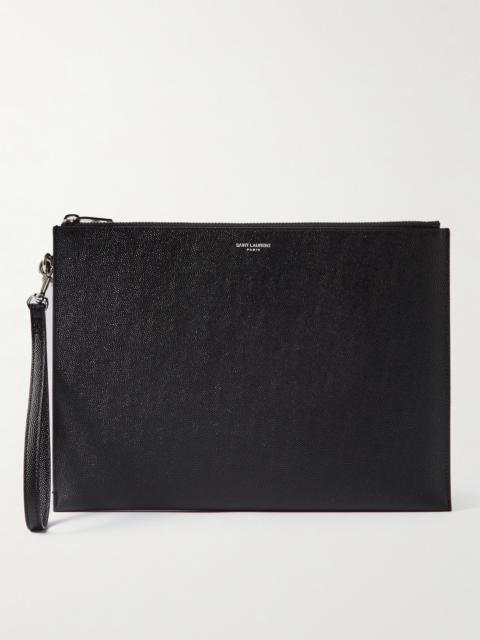 SAINT LAURENT Pebble-Grain Leather Pouch