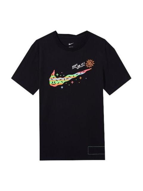 Nike Men's Nike Printing Large Logo Casual Round Neck Short Sleeve Black T-Shirt DV3188-010