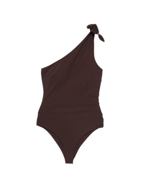 Brunello Cucinelli one-shoulder knot-detail swimsuit