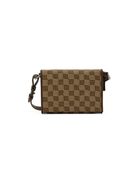 SSENSE Exclusive Brown & Taupe Jacquard Monogram Phone Pouch