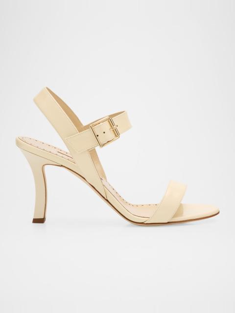 Manolo Blahnik 50mm Sakapla Leather Ankle-Strap Sandals