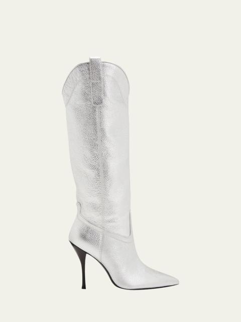 Stuart Weitzman Outwest Metallic Calfskin Stiletto Western Boots