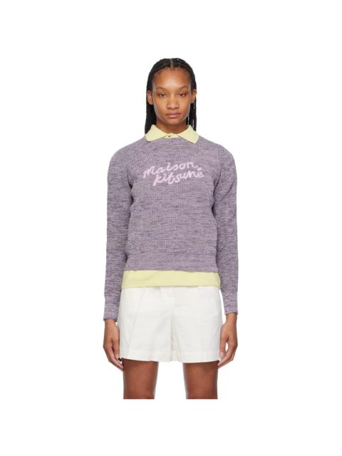 Maison Kitsuné Purple Handwriting Sweater