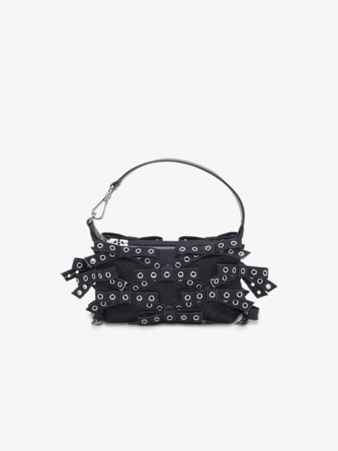 GANNI DARK BLUE DENIM SMALL BUTTERFLY POUCH BOW BAG