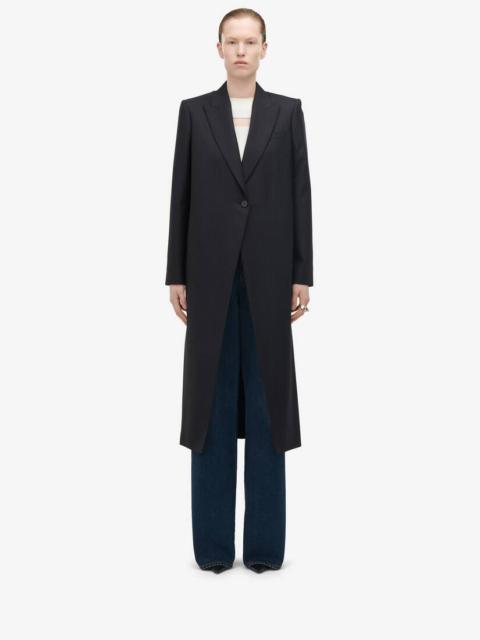 Alexander McQueen Women's Pinstripe Cutaway Coat in Navy