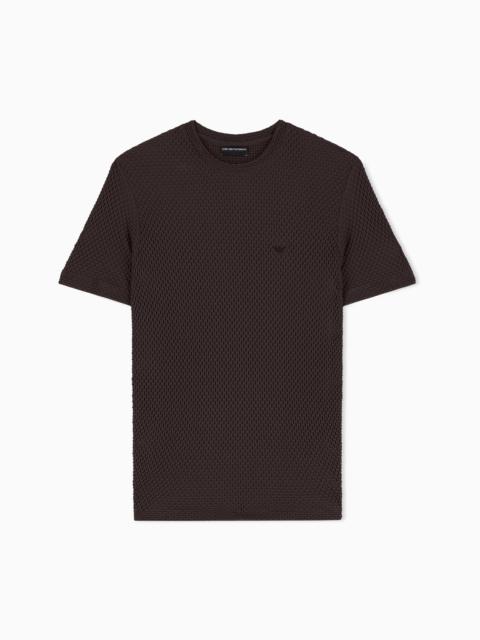 EMPORIO ARMANI T-SHIRT IN EMBOSSED TWO-WAY STRETCH JERSEY