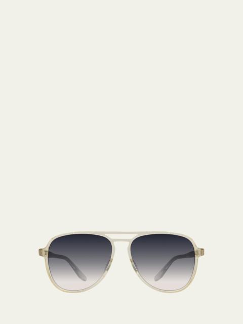 BARTON PERREIRA Men's Double-Bridge Acetate Aviator Sunglasses