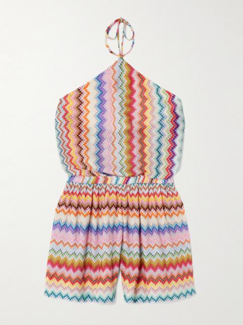 Missoni Mare Metallic Crochet-knit Halterneck Playsuit