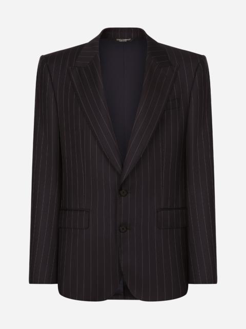 Single-breasted pinstripe wool Sicilia-fit jacket