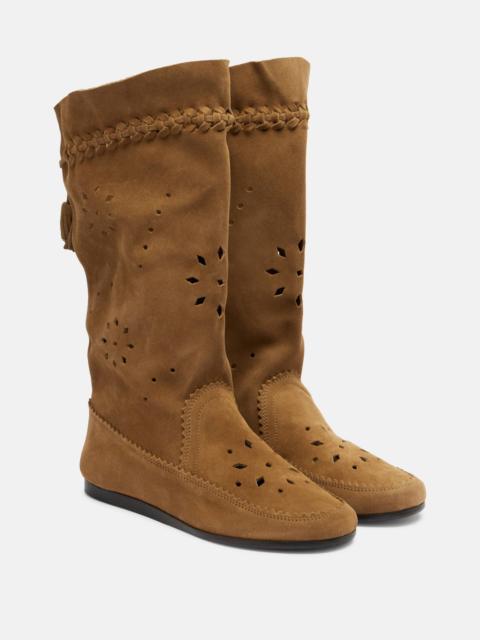 Isabel Marant Welky laser-cut suede mid-calf boots