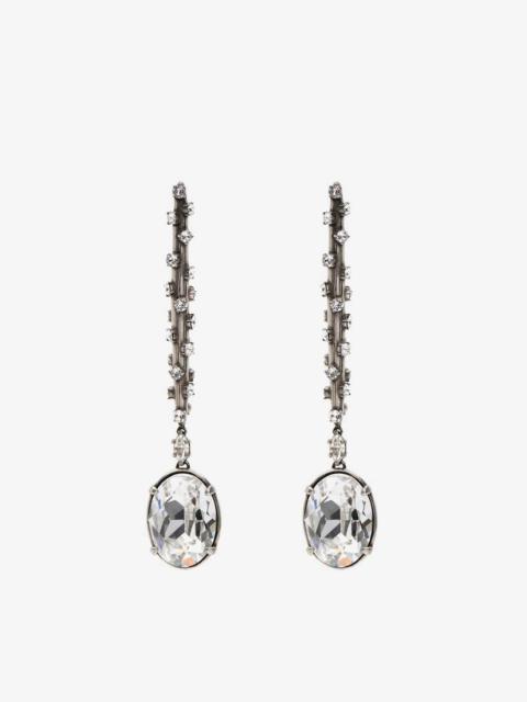 Alexander McQueen Embellished Stick Earrings in Antique Silver