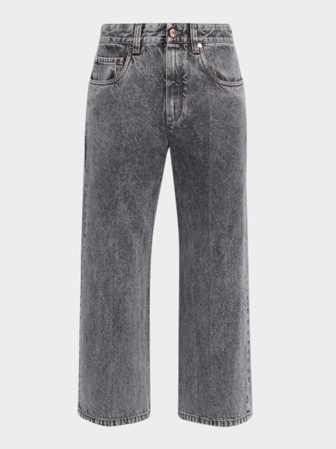 Brunello Cucinelli Contemporary Square Straight-Leg Capri Jeans