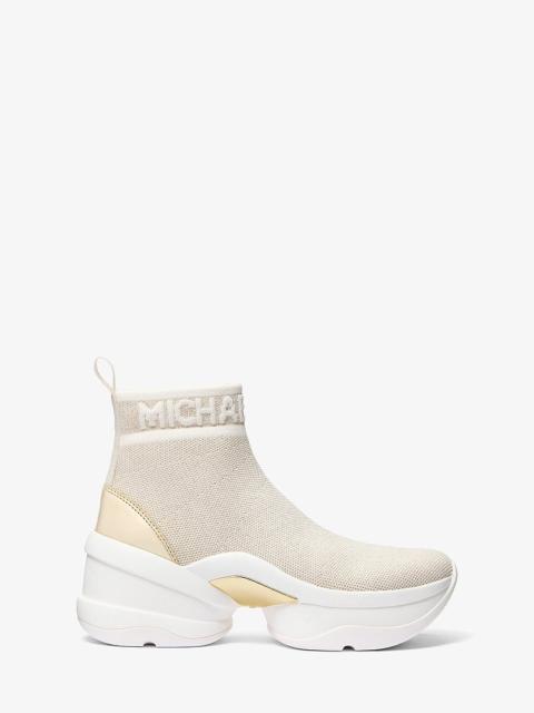 MICHAEL KORS Olympia Metallic Stretch Knit Boot